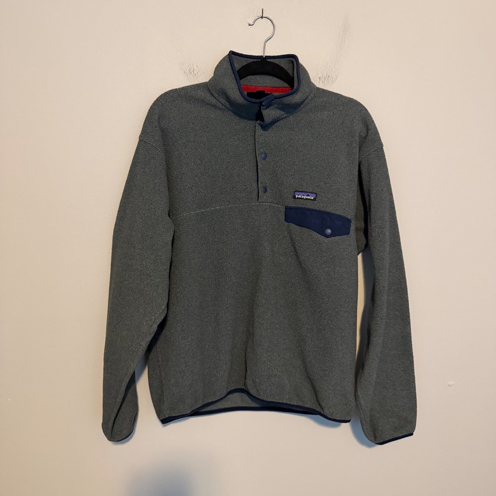 Patagonia Synchilla Snap T Fleece Pullover M Gray Navy Quarter Snap gorpcore